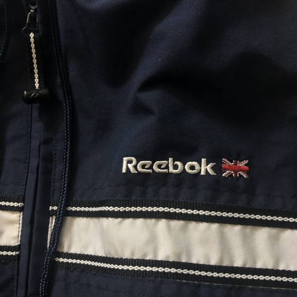 Reebok Classic Women's Large Full Zip Windbreaker Hooded Jacket Navy - Picture 5 of 5